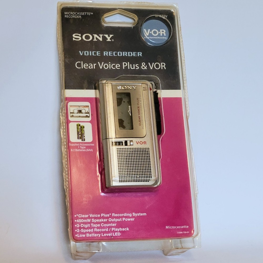 Sony M-570V Tape Voice Recorder Clear Voice V-O-R Microcassette. Tested.